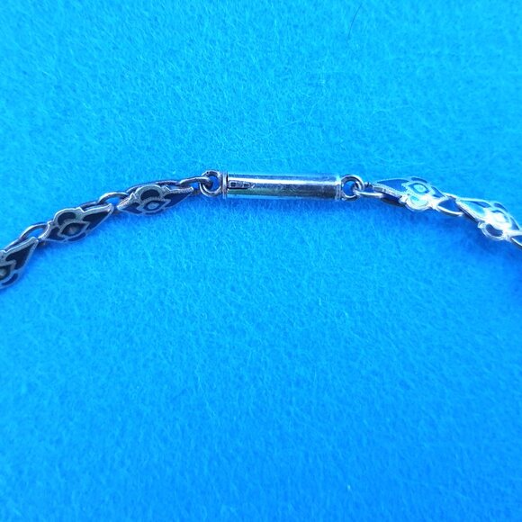 1940s Magnificent Siam Nakon Sterling 930 Silver Black Enamel Statement Necklace - Picture 11 of 17